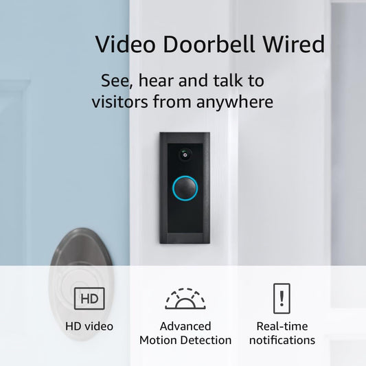 Video Doorbell Wired | Use Two-Way Talk, advanced motion detection, HD camera and real-time alerts to monitor your front door (wiring required)